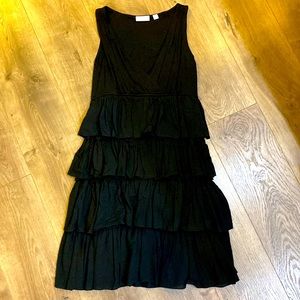 New York & Company black layered ruffle dress